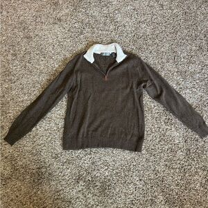 Men’s Quarter Zip Sweater | Brown Sweater | Oscar De La Renta | Fall Sweater